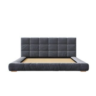 Upholstered Platform Bed Frame With Tufted Headboard