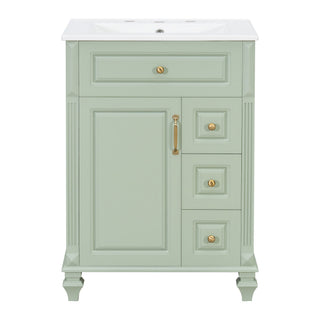 Freestanding Bathroom Vanity With Sink, 3 Drawers & Flip-Out Drawer