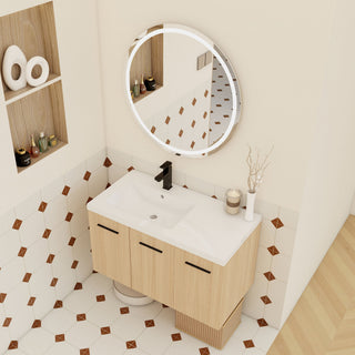 Wall Mounted Floating Bathroom Vanity With Sink, 3 Door Modular Cabinet