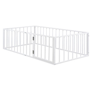 Metal Floor Bed Frame With Fence And Door