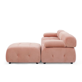 Modular Sectional Sofa, Button Tufted Design With Diy L-Shaped Layout, Reversible Ottoman