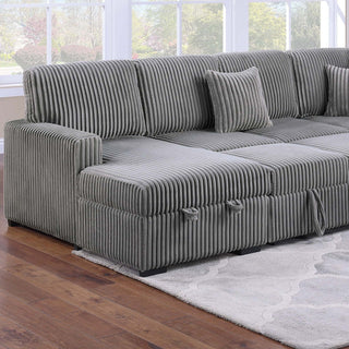 Convertible Sectional Upholstered Sleeper Sofa With Storage Chaise