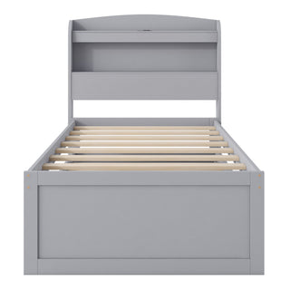 Platform Bed With LED Headboard, Charging Station, Trundle And 2 Drawers