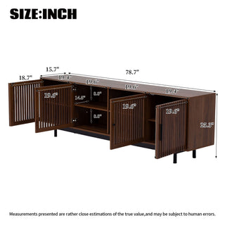 TV Stand For TVs, Entertainment Center With Closed Storage & Cable Management, Soft Closing Hinges - Walnut