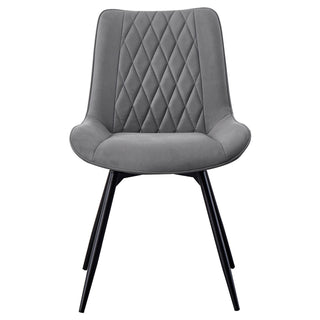 Vellux - 5 Piece Round Dining Table Set With Concrete Top Upholstered Chairs - Gunmetal