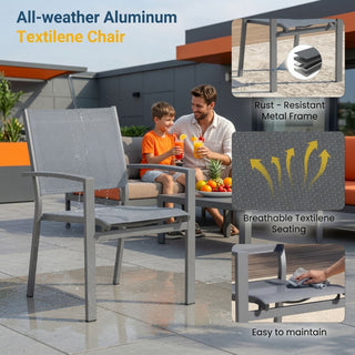 Outdoor Patio Chairs, Ergonomic (Set of 6) - Gray
