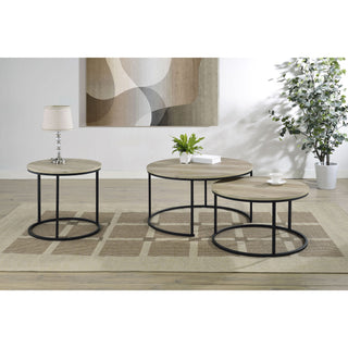 Arrize - 2 Piece Round Nesting Coffee Table Set - Pine Wood