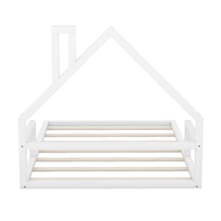 Elegant Floor Bed With House Shaped Headboard
