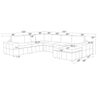 Large Square Arms Modular Sectional