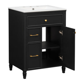 Freestanding Bathroom Vanity With Sink, Soft Close Door, Tip Out Drawer