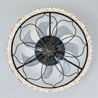 21" Caged Ceiling Fan With Remote Controlled Acrylic LED Lights - Antique Black