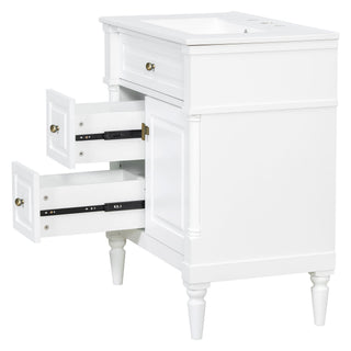 Modern Bathroom Vanity With Sink, Freestanding Cabinet With Flip Drawer & Adjustable Shelf