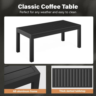 All Weather Slatted Outdoor Coffee Table For Garden - Black
