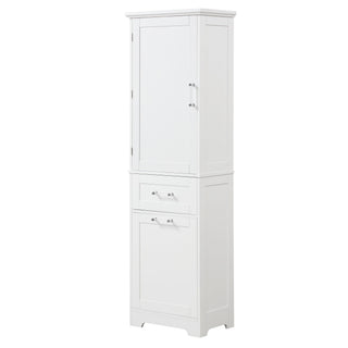 Tall Freestanding Bathroom Storage Cabinet With Adjustable Shelf And 2 Drawers