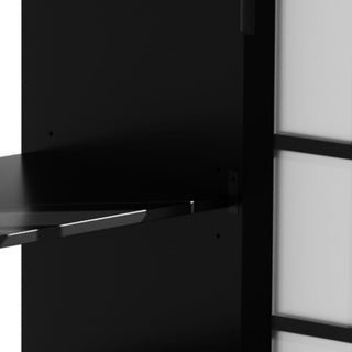 Modern Bathroom Vanity With Ceramic Sink, Tempered Blurred Glass Doors