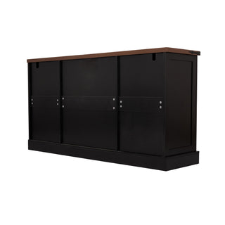 Barn Door Storage Cabinet With 2 Drawers & Door Rack, Adjustable Shelves