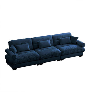 Modern Sofa With Bolstered Armrests And Pillows