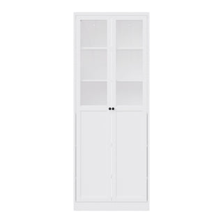 Tall Metal Kitchen Pantry Cabinet With Adjustable Shelves And Silent Magnetic Doors - White
