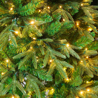 7.5Ft Premium Life Like Full Flocked Christmas Tree With Stand, Fire Resistant Tips, Warm & Colorful LED Lights - Green