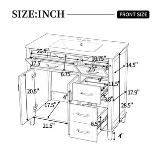 Bathroom Vanity With Sink, Soft Close Doors & Drawers - Wood