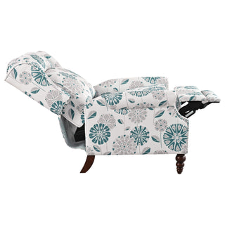 Push Back Recliner Chair Upholstered Recliner Armchair With Classic Wing Back And Solid Gourd-Shaped Legs