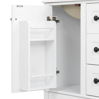 Bathroom Vanity With Integrated Basin, Soft Close Drawers, Door Mounted Double Layer Shelf