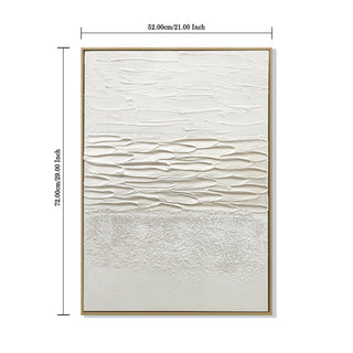 Framed Abstract Wall Art, Thick Textured Canvas Painting With Stone Accents (Set of 2) - Antique White