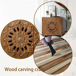 2 Door Accent Storage Cabinet With Floral Design, Sideboard For Living Room - Dark Brown