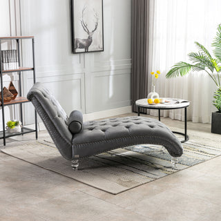Chaise Lounge Indoor, Button Tufted Upholstered Chaise Lounge Chair With Pillow