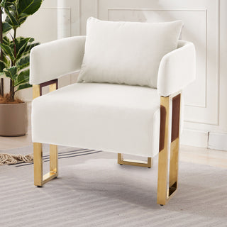 Modern Classic Design Decorative Chair Teddy Fleece Upholstered And Metal Foot