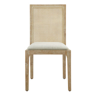 Dining Chair With Synthetic Cane Back And Upholstered Seat (Set of 2) - Natural