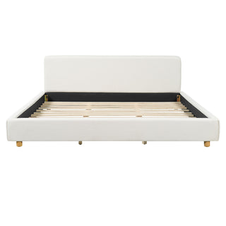 Upholstered Platform Bed Frame With Thick Headboard