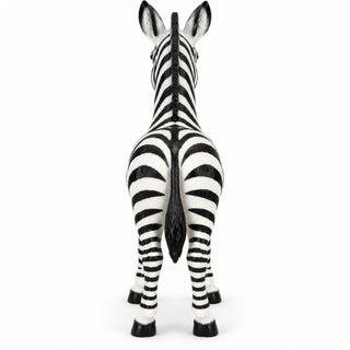 Standing Zebra Garden Statue, Animal Sculpture With 2 Ground Stakes For Outdoor Decor - Black White