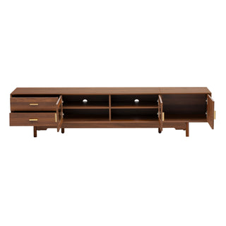 Modern TV Stand With Fluted Glass Doors & 2 Drawers