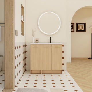 Wall Mounted Floating Bathroom Vanity With Sink, 3 Door Modular Cabinet
