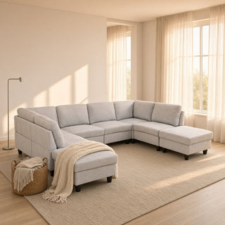 8 Piece Modular U - Shape Sectional Sofa
