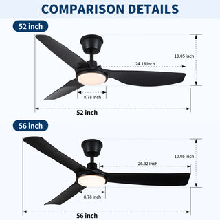 All Weather Outdoor Waterproof Ceiling Fan With Light And Quiet Motor For Patio Porch - Black