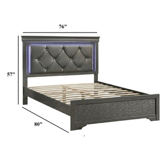 Tufted Headboard Bed With LED Lighting
