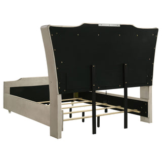Mika - LED Upholstered Bed With Tufted Wingback Headboard And Ambient Lighting