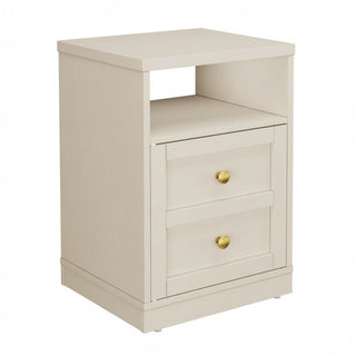 Nightstand With Door & Shelf, 2 Drawer Side Table