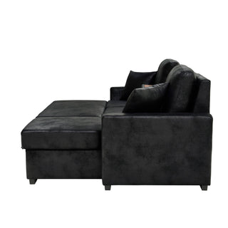 Upholstered Sectional With Pull-Out Bed And Chaise Storage