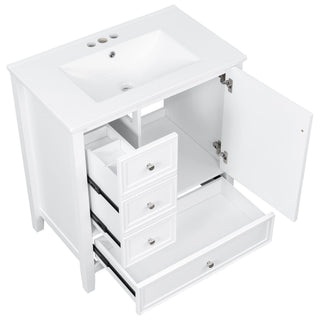 Modern Bathroom Vanity With Sink, 1 Cabinet & 3 Drawers