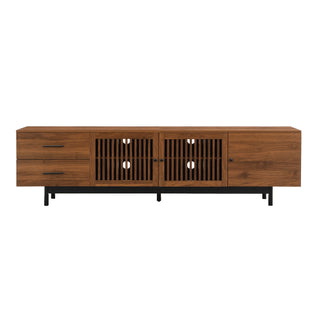 TV Stand, Media Console With 2 Drawers, Soft Closing Hinges, Adjustable Shelves - Walnut