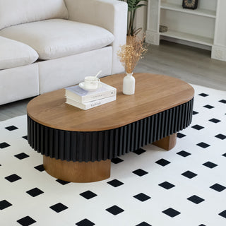 Elliptical Living Room Coffee Table With Hidden Storage And Removable Tabletop
