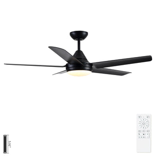 Ceiling Fan With Lights And Remote Control, Reversible DC Motor, 6 Speeds, 3 Cct Dimmable LED, Quiet Timer For Indoor - Black