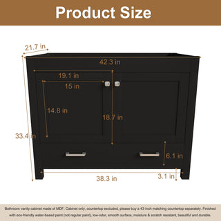 Bathroom Vanity With Soft Close Cabinet, Single Drawer, Sink Not Included - Black