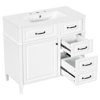 Modern Bathroom Vanity With Sink Top, Flip Drawer Design