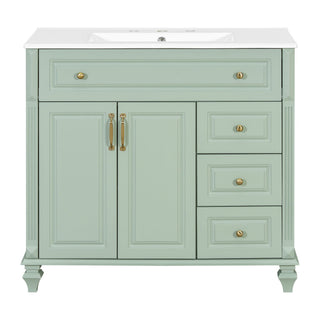 Modern Bathroom Vanity With Sink, 3 Drawers & 2 Doors
