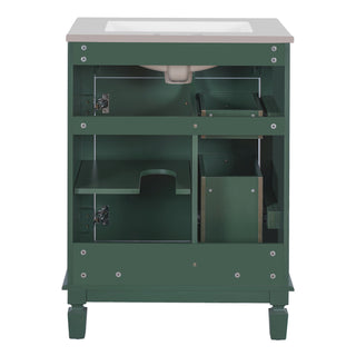 Bathroom Vanity With Sink, Compact Cabinet & 2 Drawers And Adjustable Shelf