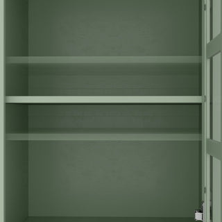 Curio Cabinet, Freestanding Vintage Display Storage Cabinet, Adjustable Shelves - Green